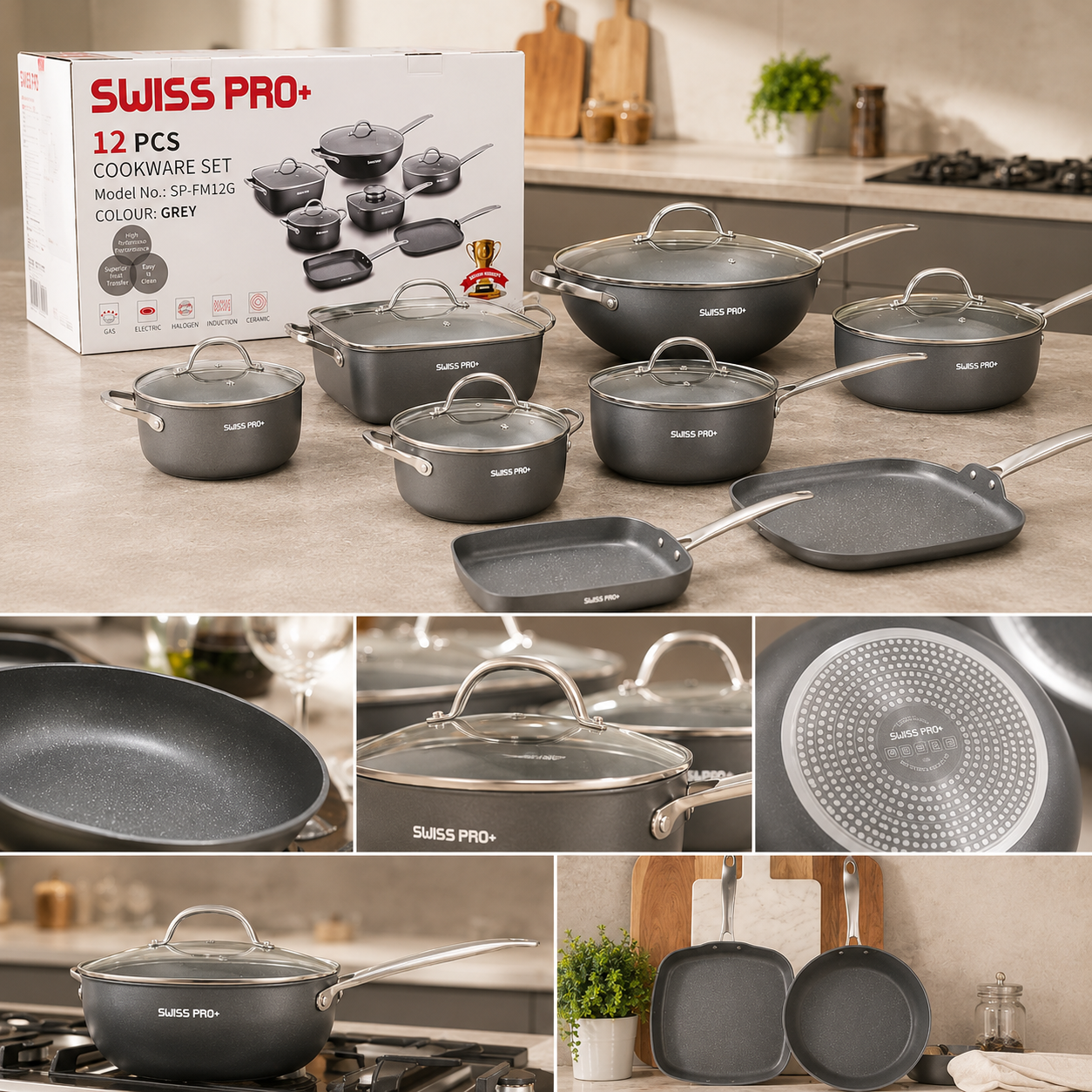 Swiss Pro+ 12-delige pannenset 