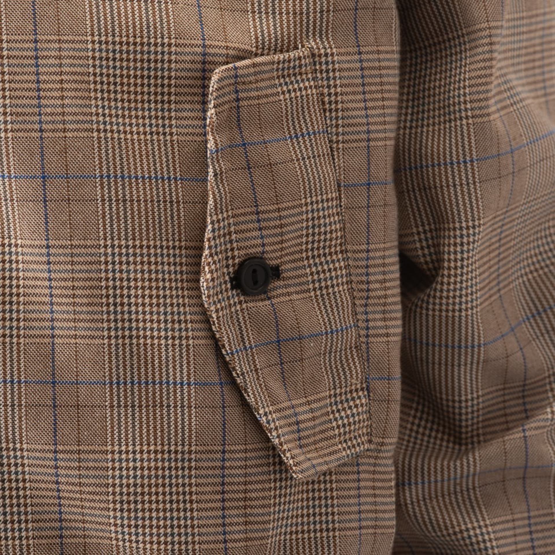 Brown glen check blazer pocket detail close-up - clothing product photography UK