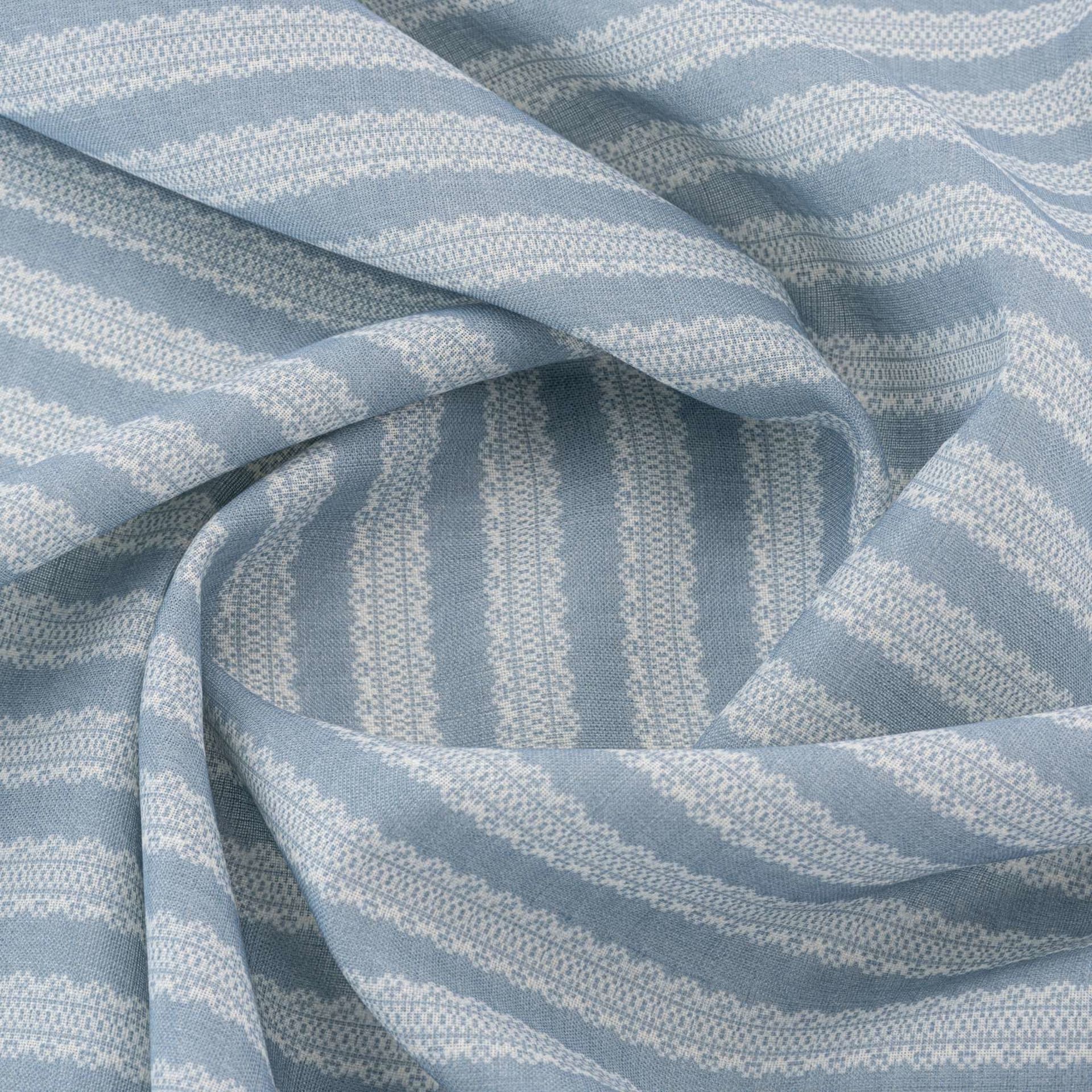 Blue and white striped fabric textile draped close-up - fabric swatch photography UK
