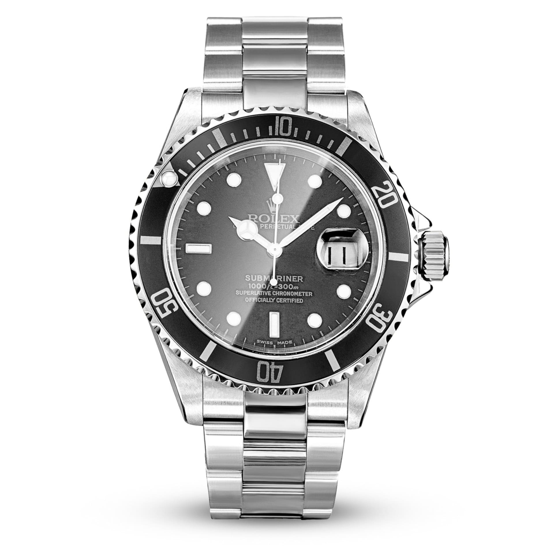 Luxury dive watch stainless steel packshot on white - watch product photography UK
