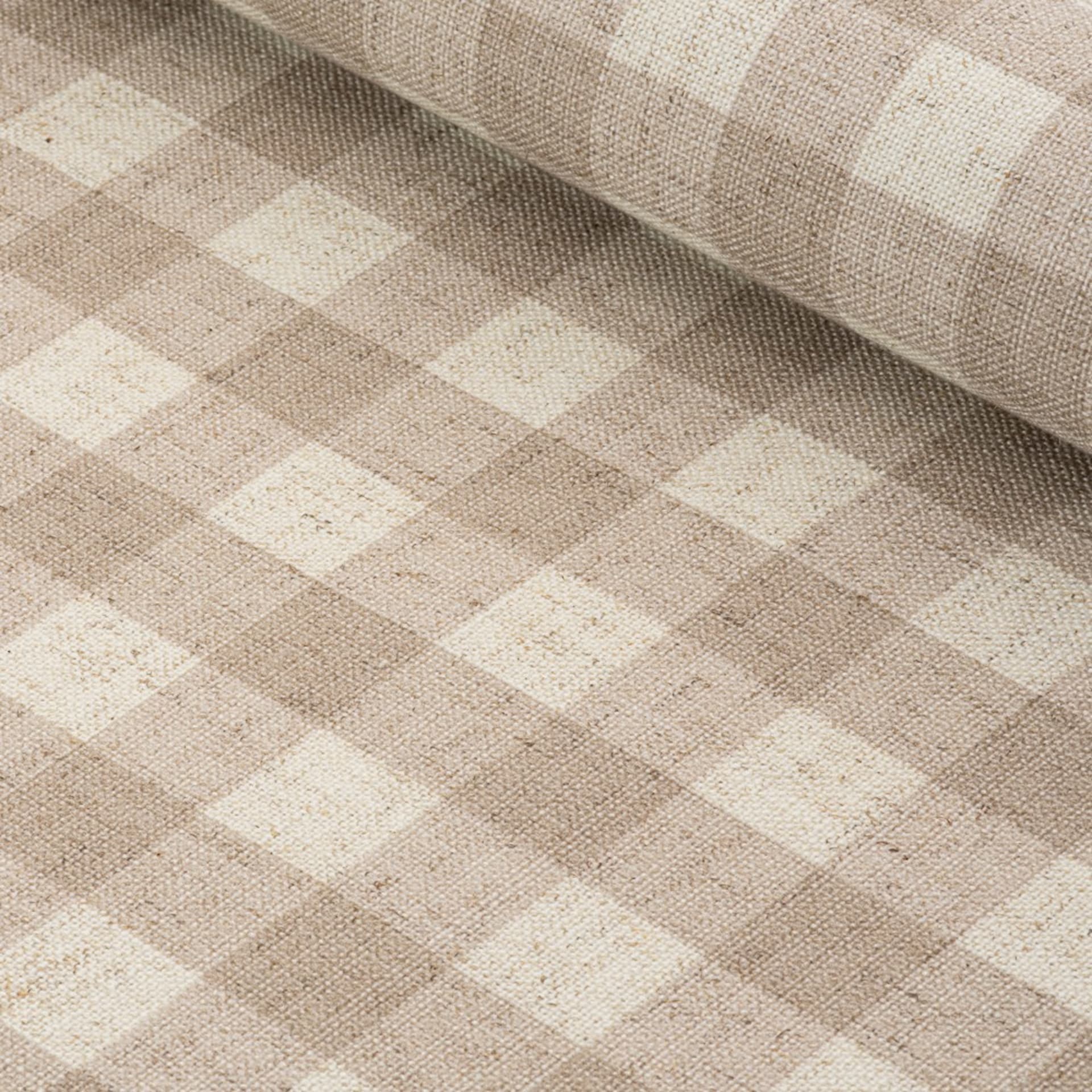 Beige gingham check fabric textile swatch studio - material product photography UK