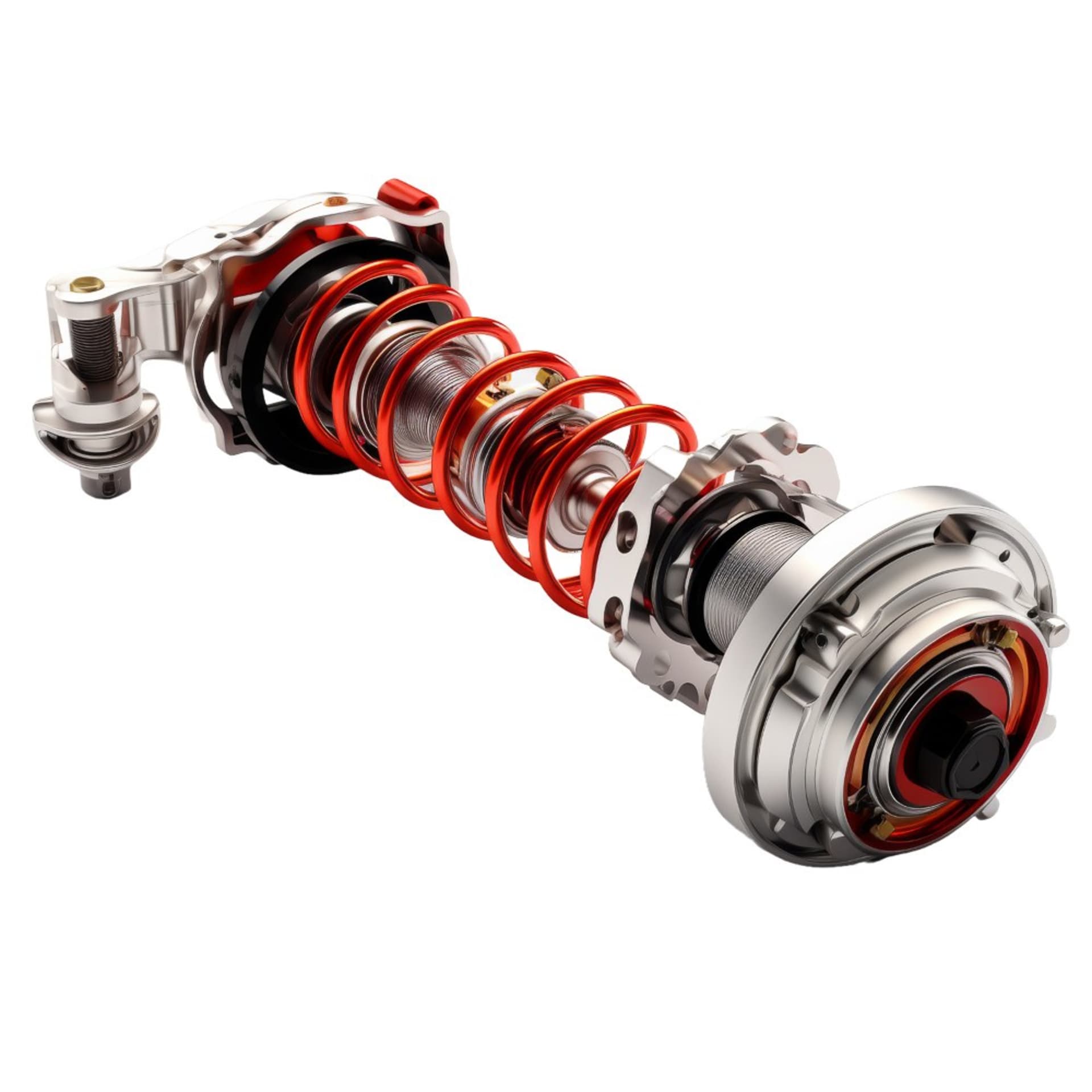Car coilover suspension strut red spring cutaway hero - Amazon hero image UK
