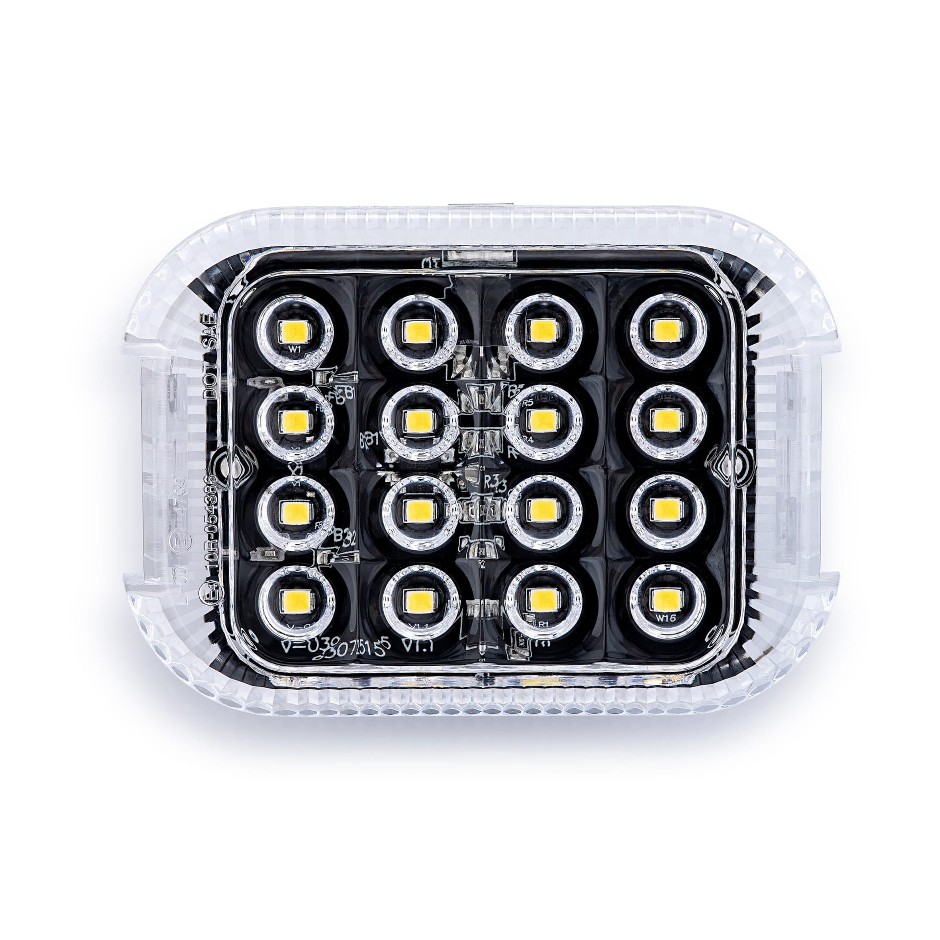 LED vehicle light module packshot on white background - automotive photography UK