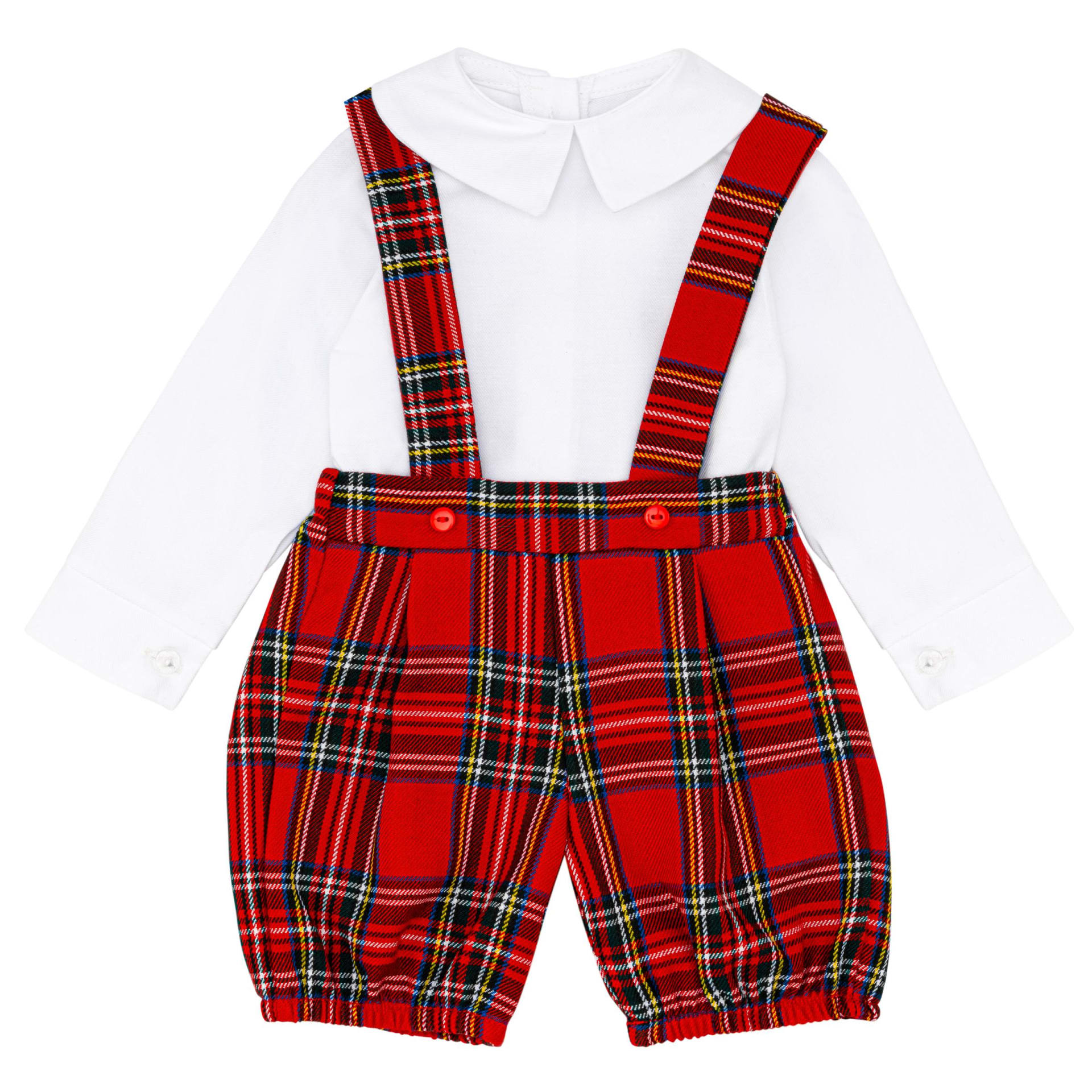 Baby tartan romper with white shirt ghost mannequin - clothing product photography UK