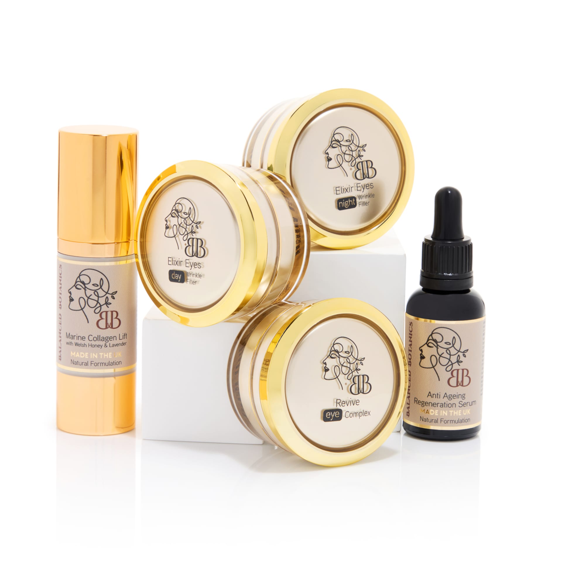 Beauty product range group shot