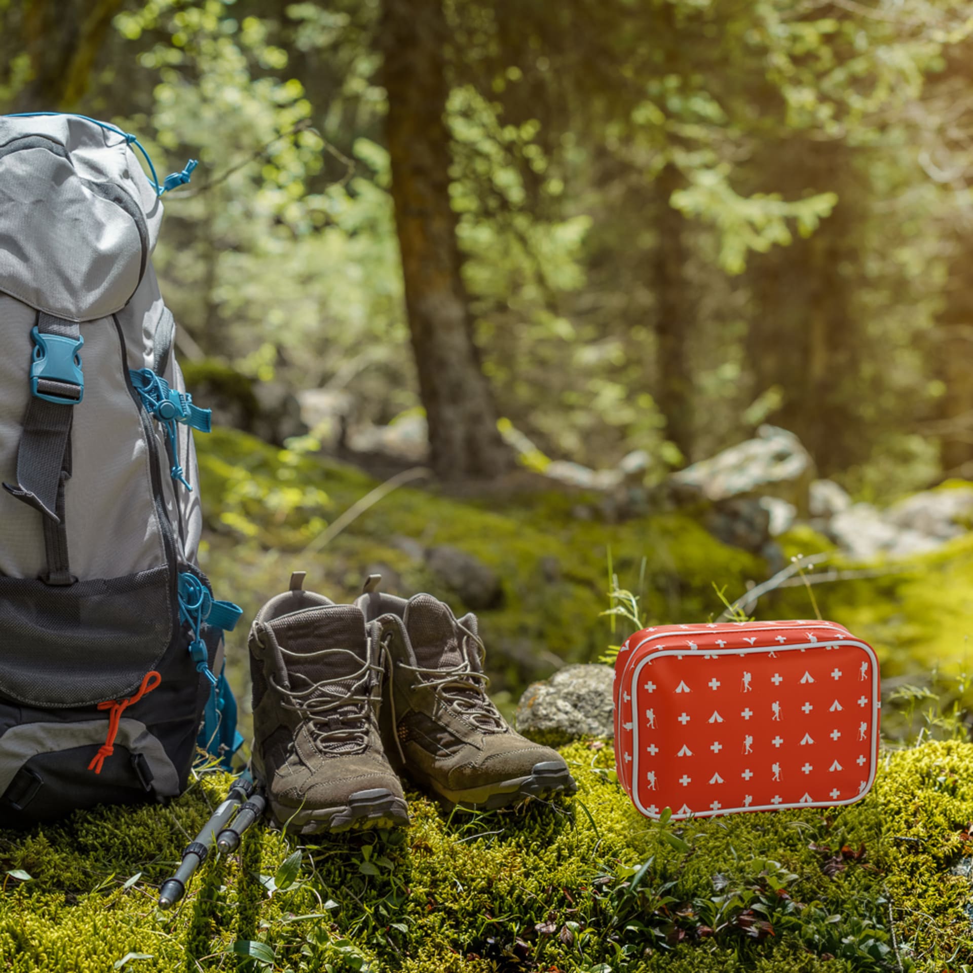 First aid kit hiking lifestyle photography