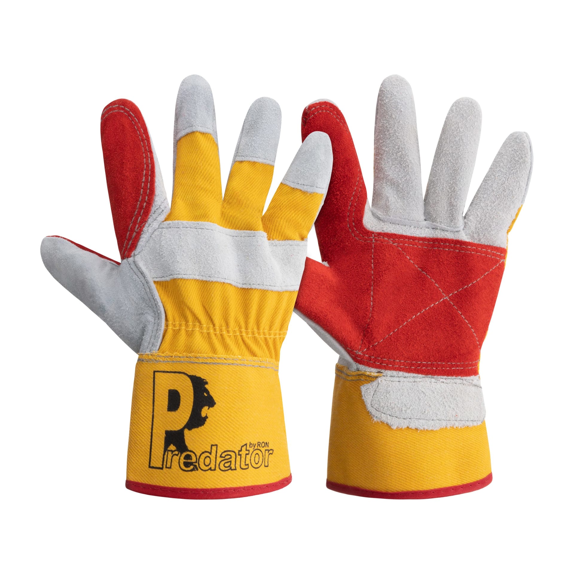 Predator rigger work gloves red and yellow packshot - PPE photography UK