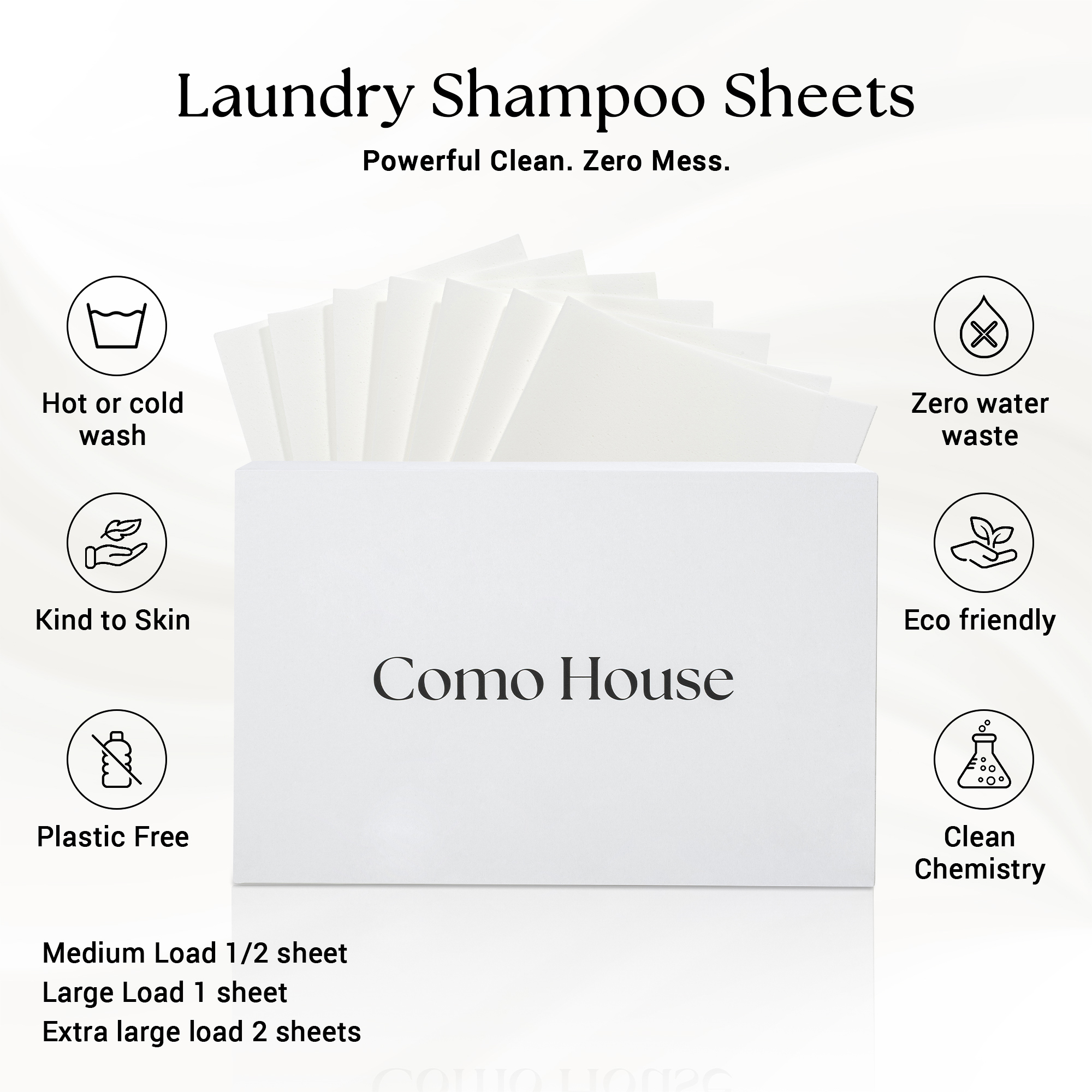 Simple fragrance-free laundry product infographic with key benefit callout