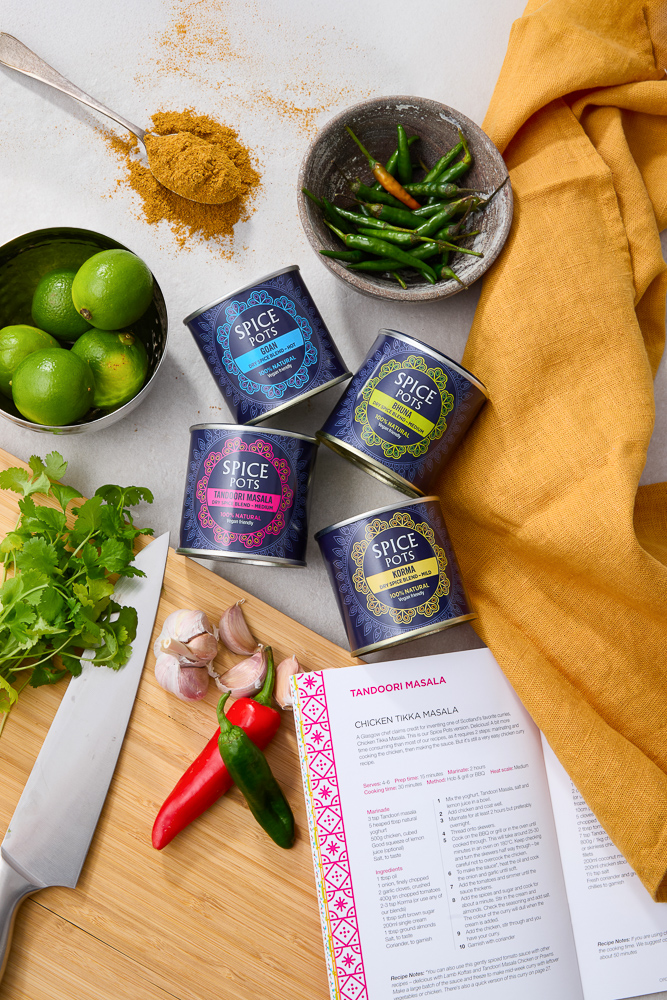 Spice pots styled studio photography