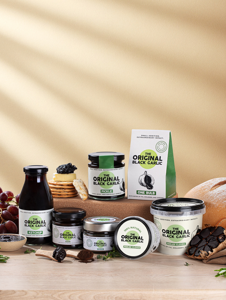 Black garlic studio lifestyle photography