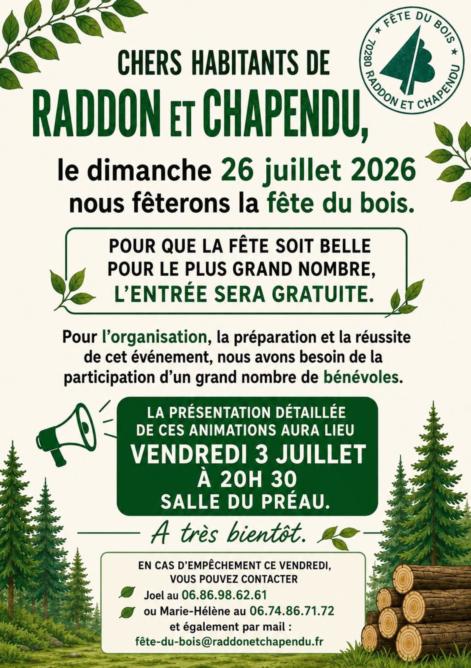 Présentation de la Fête du Bois et Appel aux Bénévoles