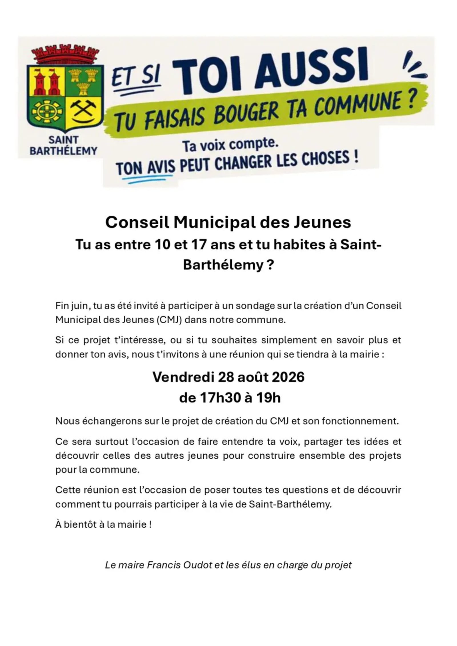 Création du Conseil Municipal des Jeunes
