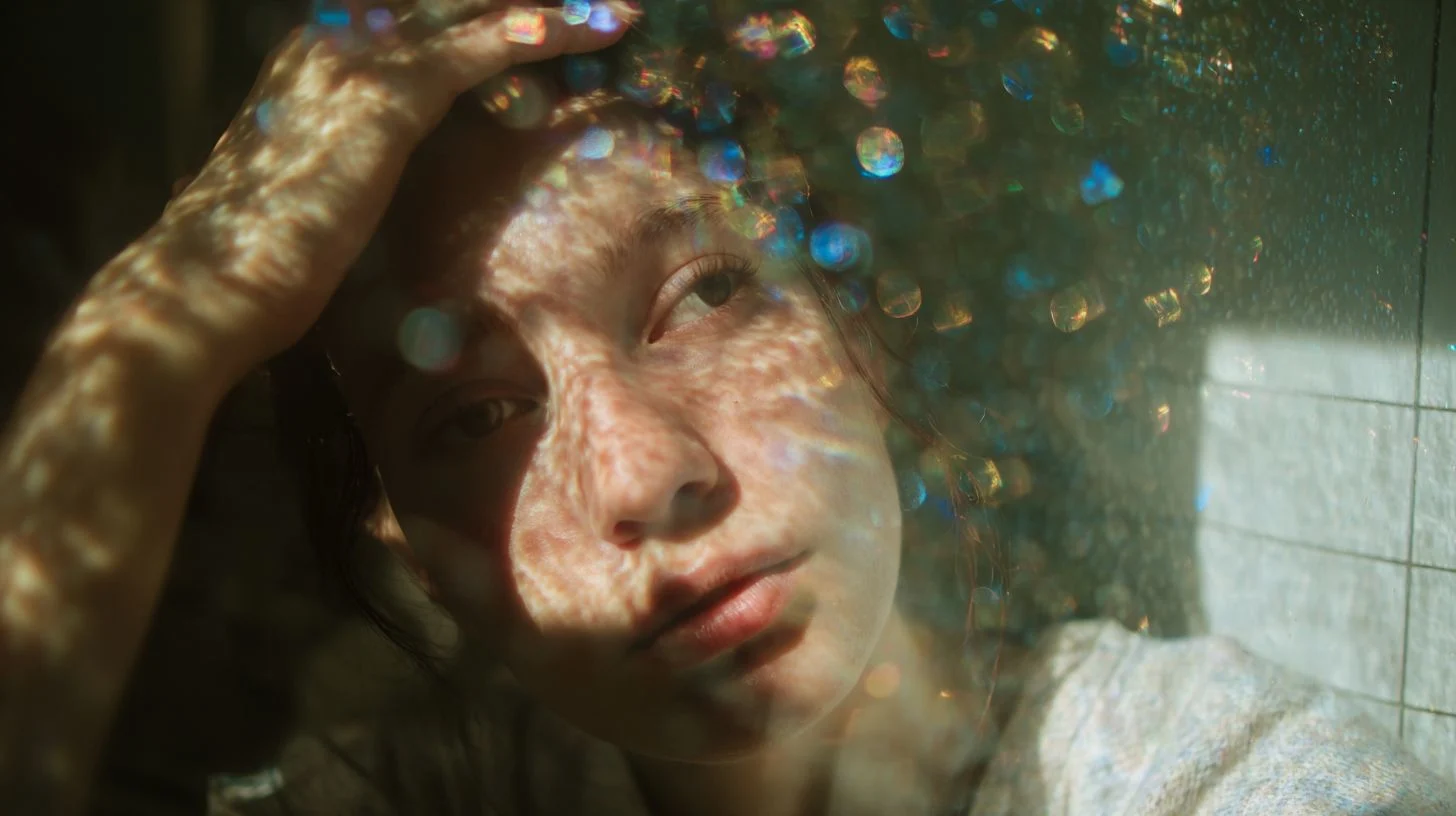 young woman with a dreamy expression