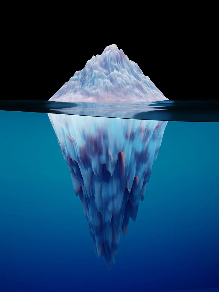 Iceberg as a symbolic representation of anger the the emotions hidden beneath it.