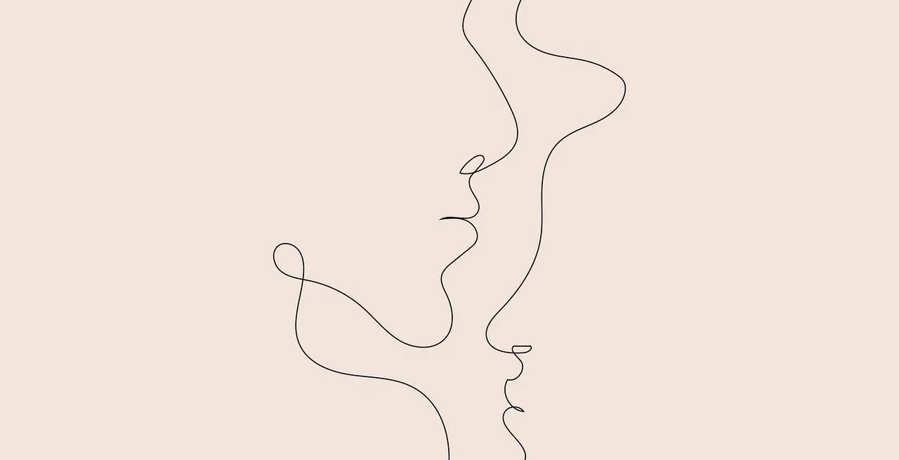 Pencil line abstract faces