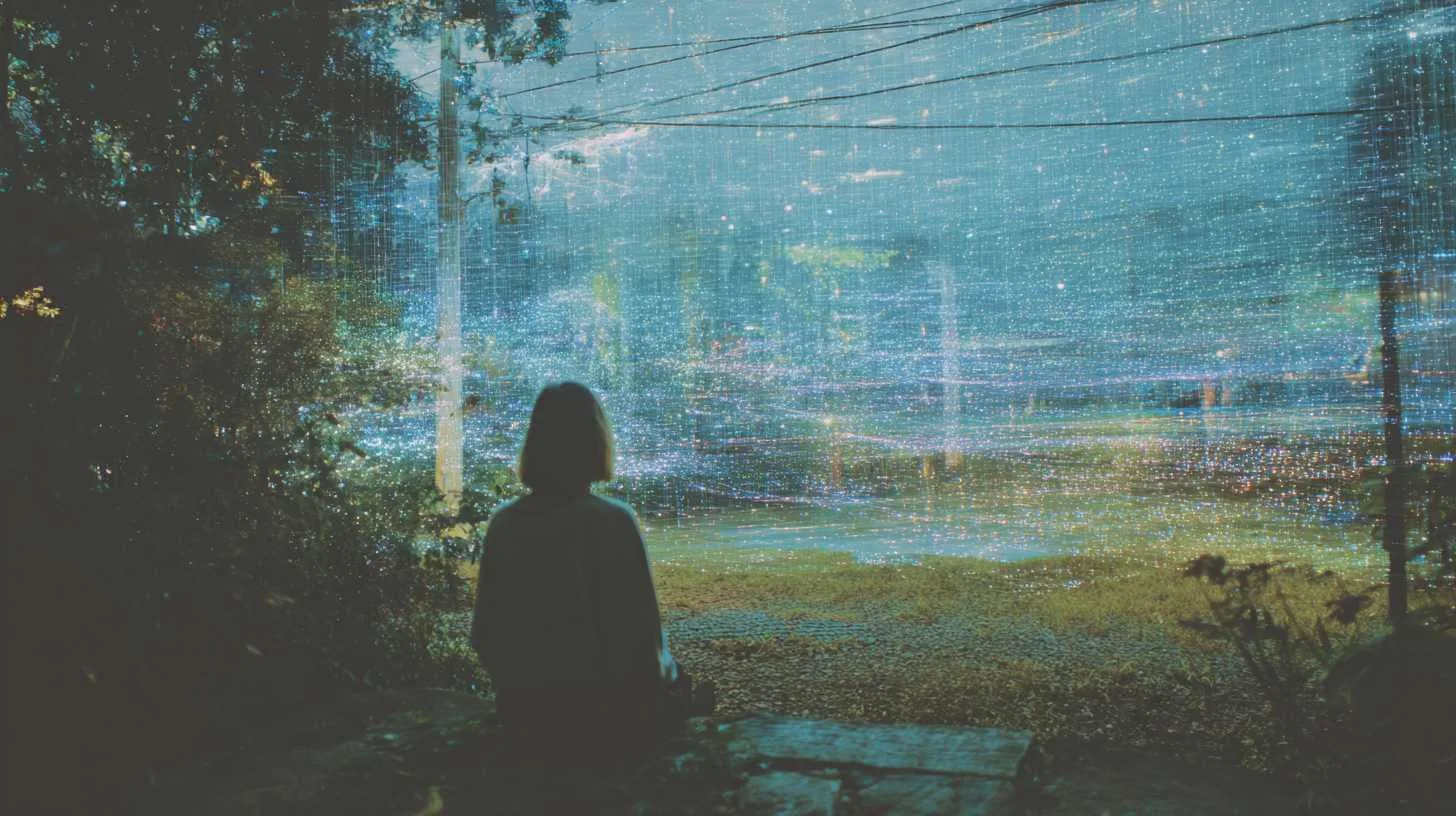 Painting style image with female looking into haze