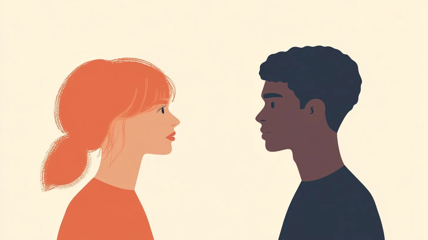 Two people facing each other