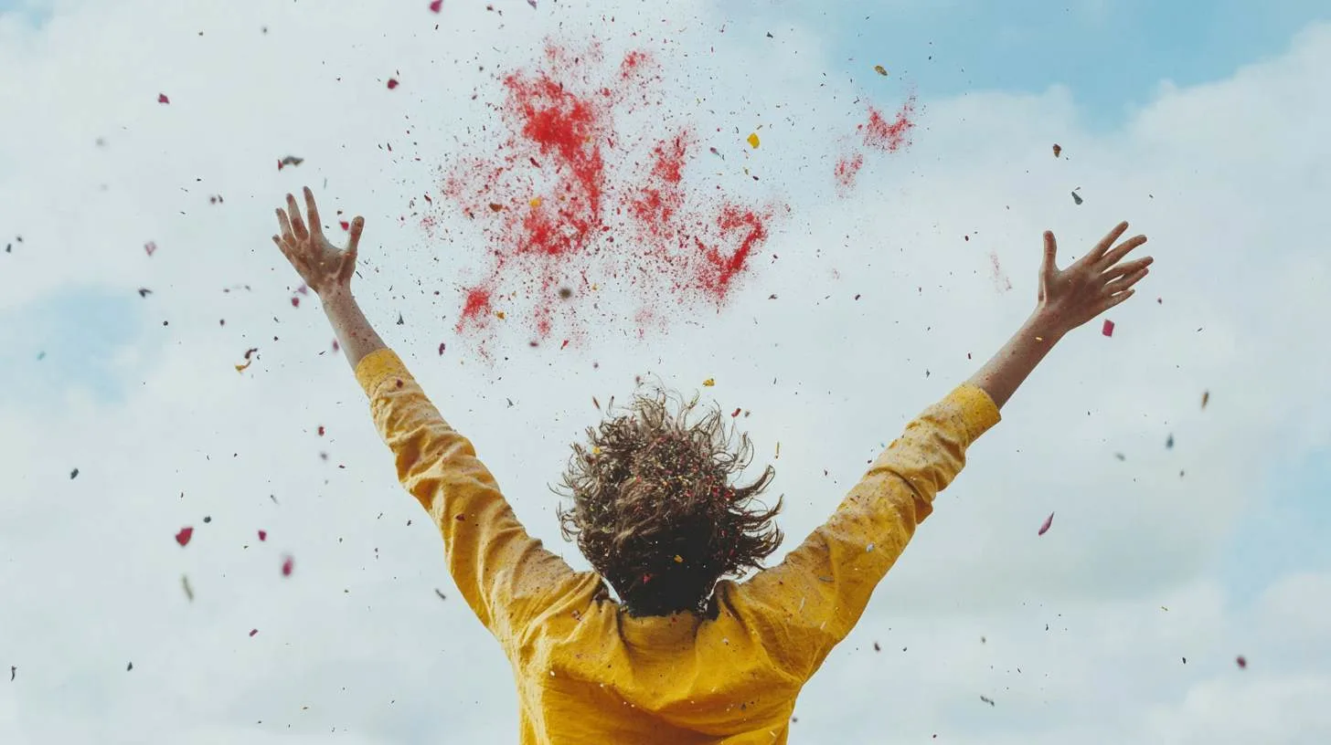 Woman with yellow  jacket arms in the air with hope