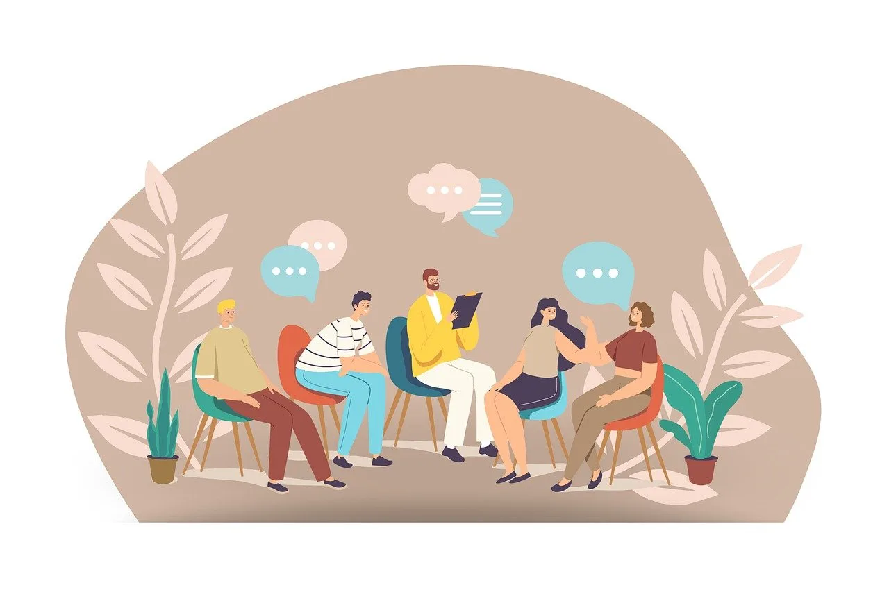 Vector image of a group therapy session