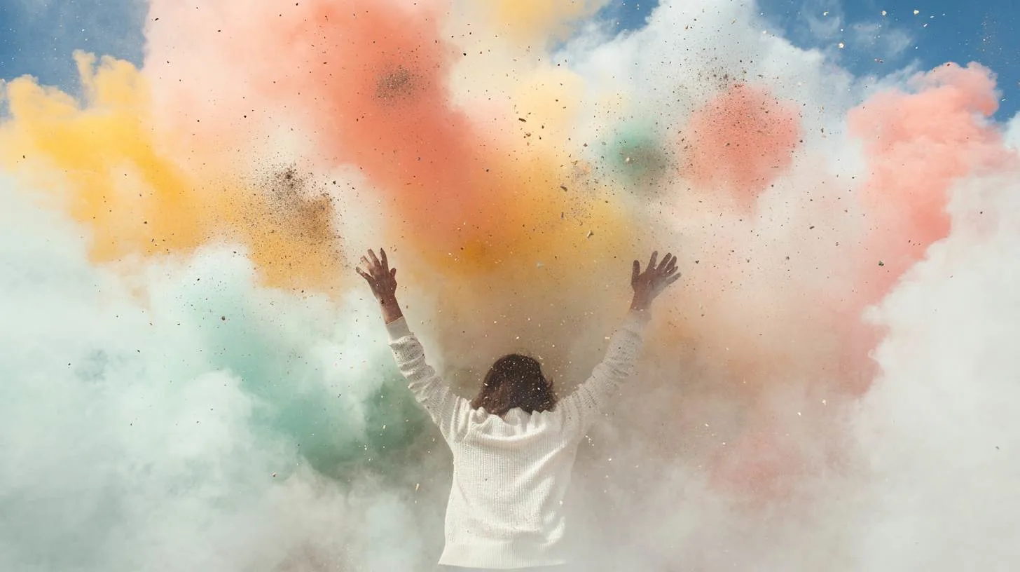 Woman with arms powerfully forward full of strength