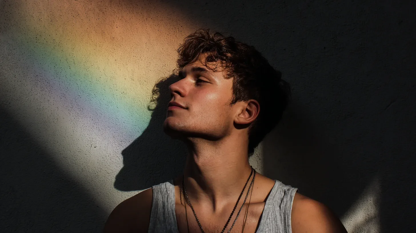 Youth in rainbow light