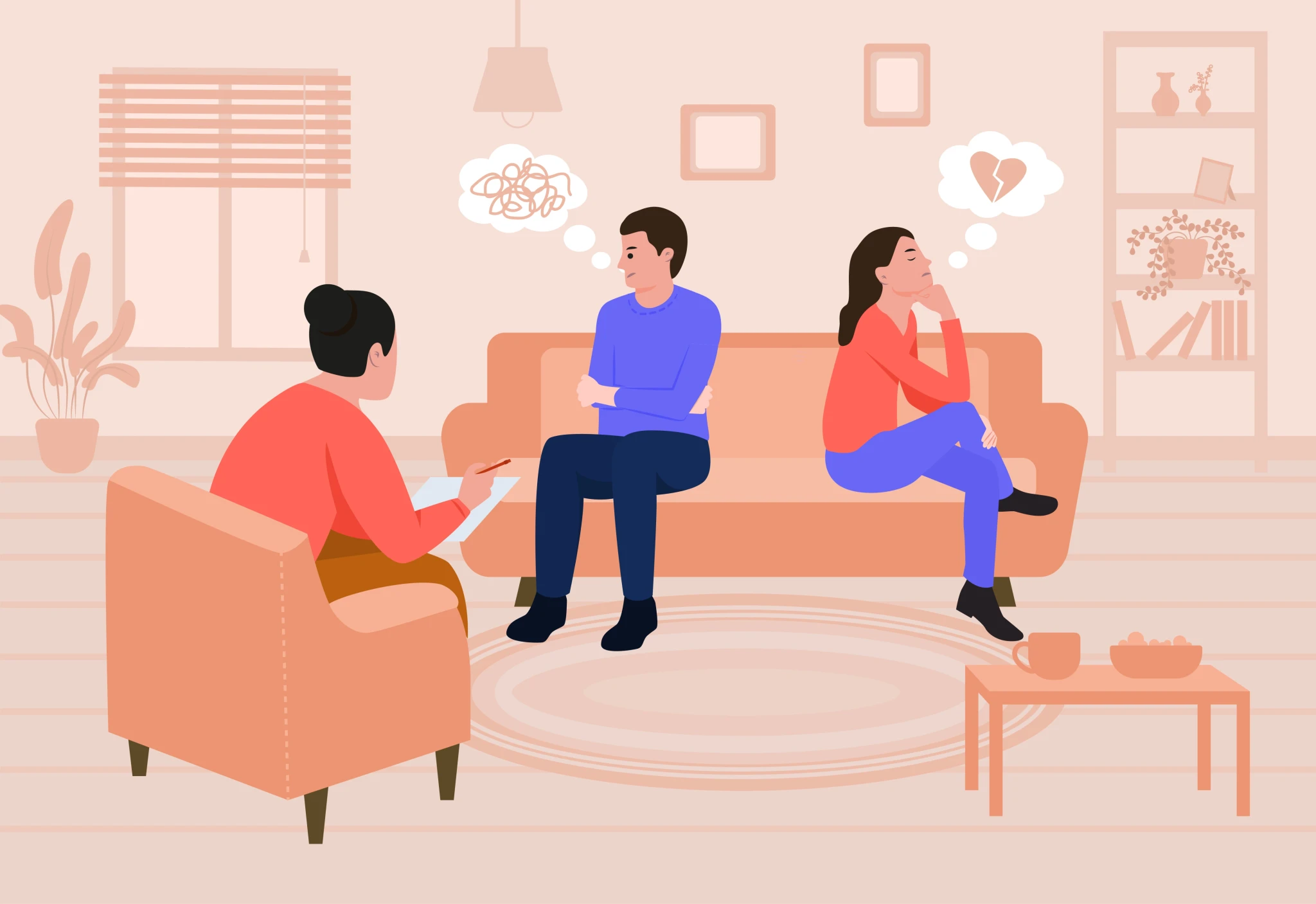 Illustration of a couple availing couples therapy