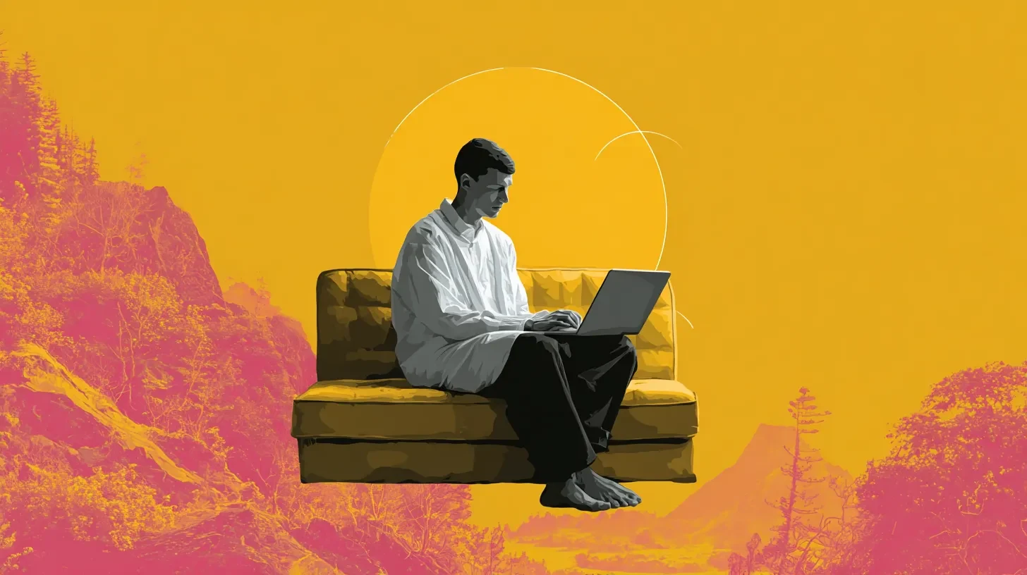 A depressed man attending an online therapy session