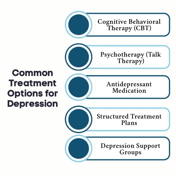 An Infographic on Common Treatment Options for Depression.