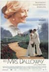 Film poster for Mrs. Dalloway featuring a smiling woman with a garden path and couple, exploring themes of mental health and relationships.