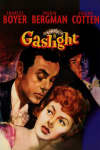Film poster for Gaslight, featuring the main characters in a tense moment, exploring themes of manipulation and mental health.