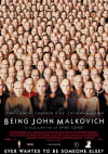 Movie poster for Being John Malkovich, featuring numerous faces, exploring identity and mental health themes.