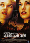 Movie poster for Mulholland Drive, featuring close-up faces of two women against a mysterious background.
