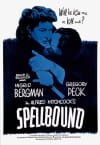 Film poster for *Spellbound*, featuring Ingrid Bergman and Gregory Peck, exploring themes of mental health and psychiatry.