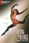 Cover of the film Dying to Dance, featuring a dancer's silhouette and a face emerging from a cracked surface, highlighting themes of mental health.