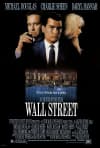Movie poster for Wall Street featuring characters Michael Douglas, Charlie Sheen, and Daryl Hannah, highlighting themes of ambition and ethics.