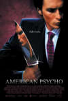 Film poster for American Psycho featuring a man holding a knife, reflecting themes of mental illness and identity.