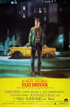 Alt text: Movie poster for 'Taxi Driver' featuring the main character standing by a yellow taxi in a nighttime city setting.