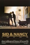 Alt text: Promotional poster for 'Sid & Nancy' featuring a couple embracing amidst a gritty urban backdrop.