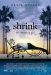 Movie poster for Shrink, featuring a therapist lying on a lounge chair by a pool, highlighting themes of mental health.