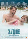 Children laughing and playing in a pool, promoting themes of joy and connection in the film Les Chatouilles.