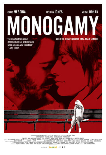 Movie poster for Monogamy featuring the title and lead actors Chris Messina and Rashida Jones, exploring themes of love and commitment.