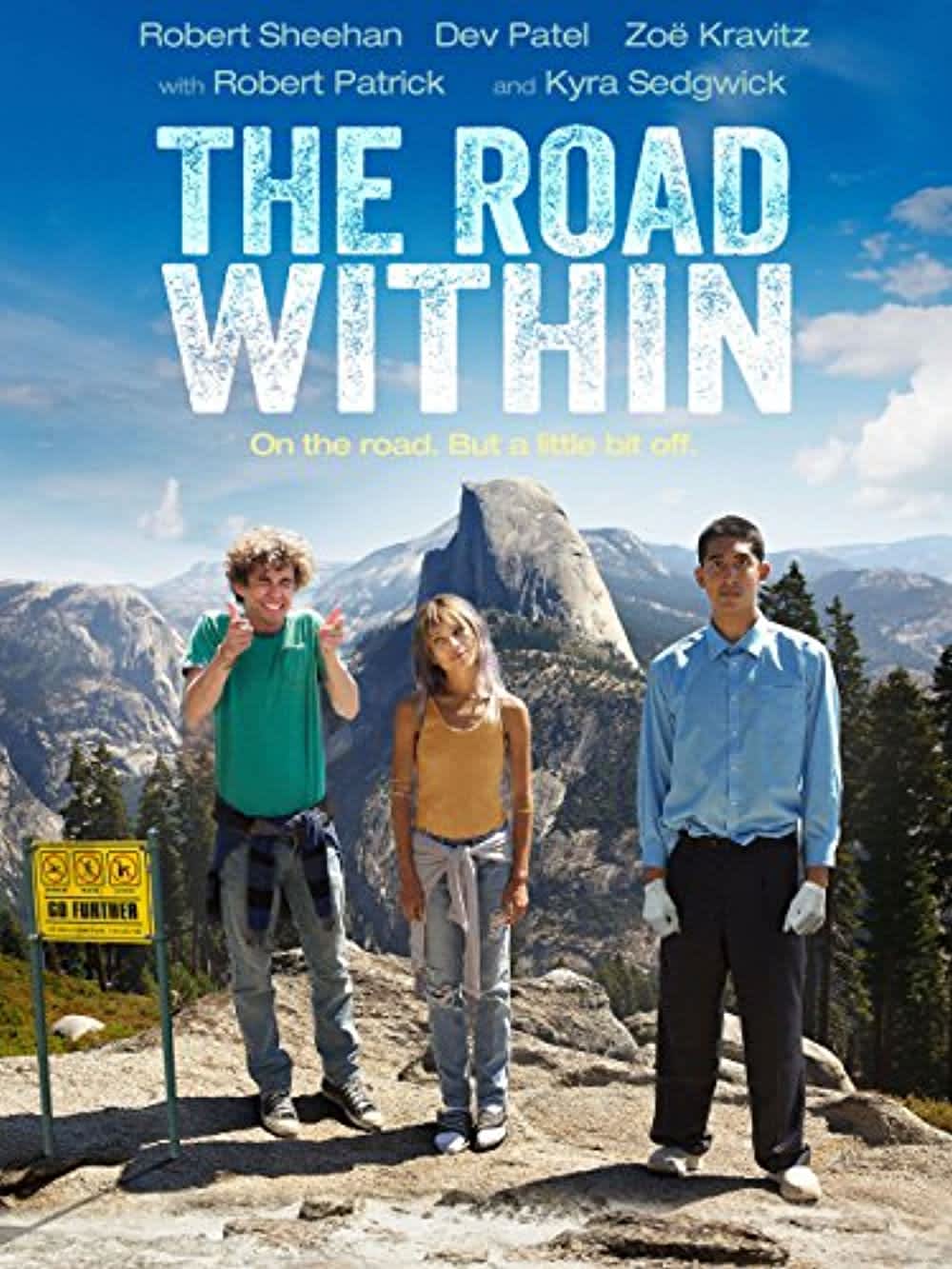 Movie poster for *The Road Within*, featuring three characters in nature, addressing themes of mental health and personal growth.