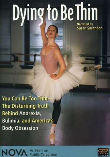 A dancer in a tutu symbolizes the themes of body image and eating disorders in the documentary Dying to Be Thin.