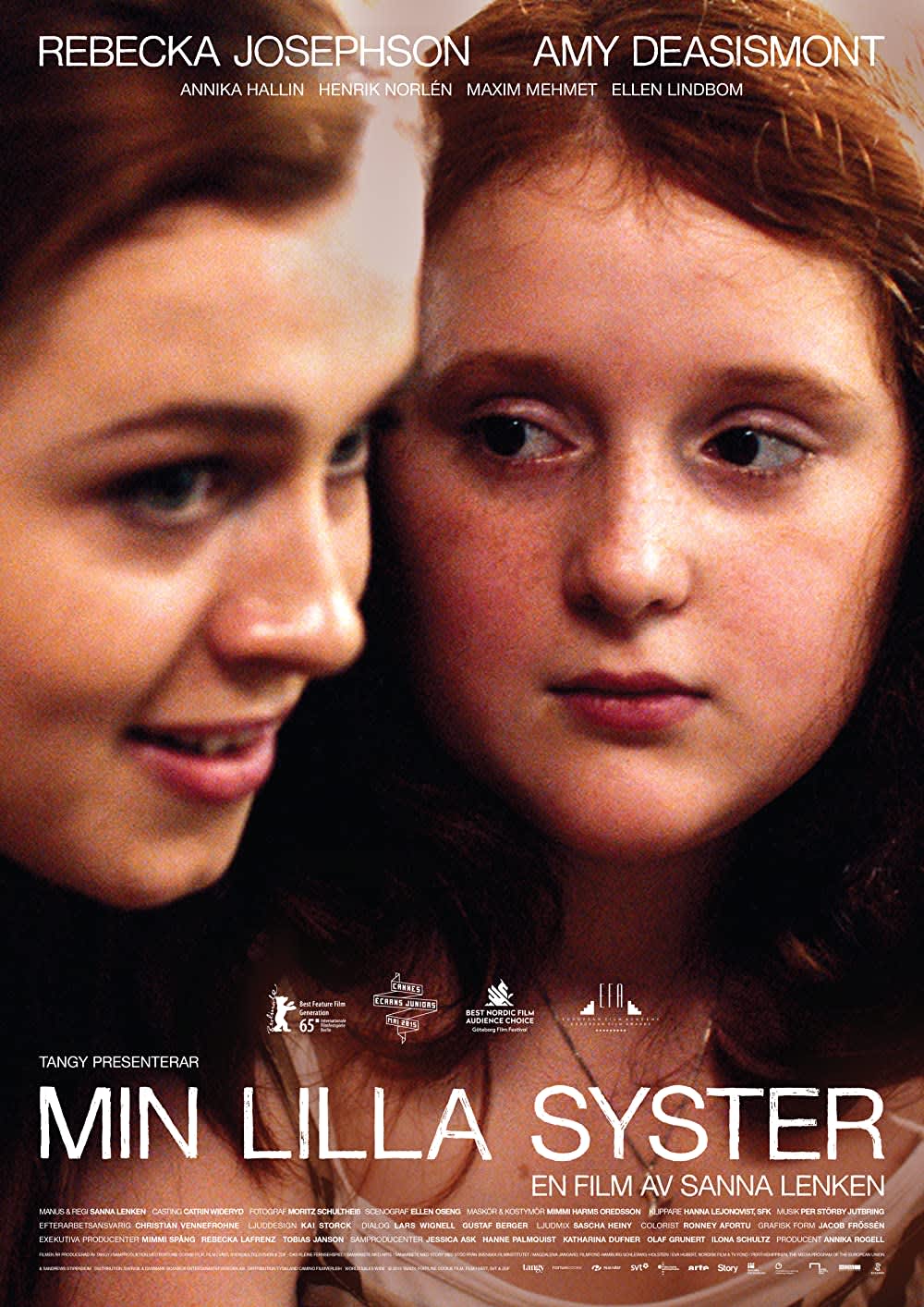 Two young women share an intimate moment, emphasizing themes of eating disorders in the film Min Lilla Syster.