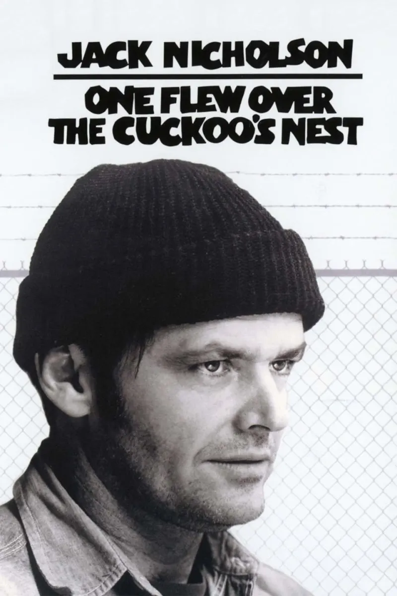 Jack Nicholson in One Flew Over the Cuckoo's Nest, portraying a character in a mental institution setting.