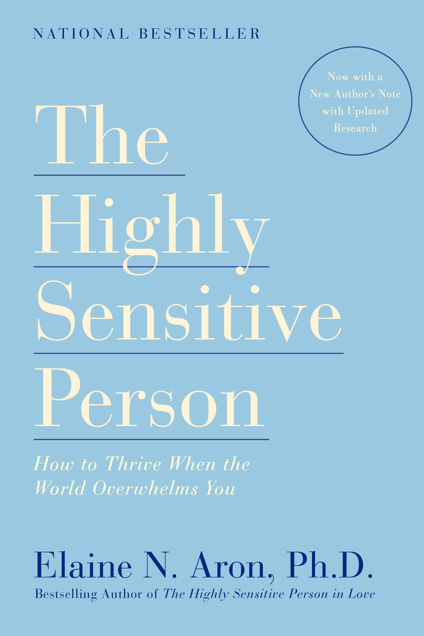 Book cover of The Highly Sensitive Person by Elaine N. Aron, outlining strategies for thriving amidst overwhelm.