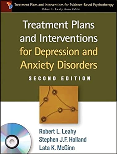 Book cover for Treatment Plans and Interventions for Depression and Anxiety Disorders, featuring authors Leahy, Holland, and McGinn.