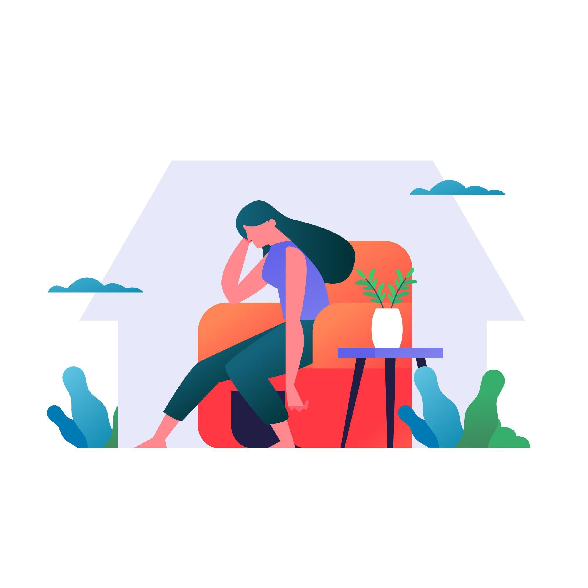 Illustration of a depressed woman