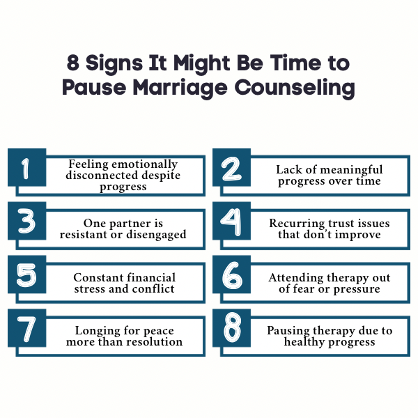 An Infographic on 8 Signs It Might Be Time to Pause Marriage Counseling