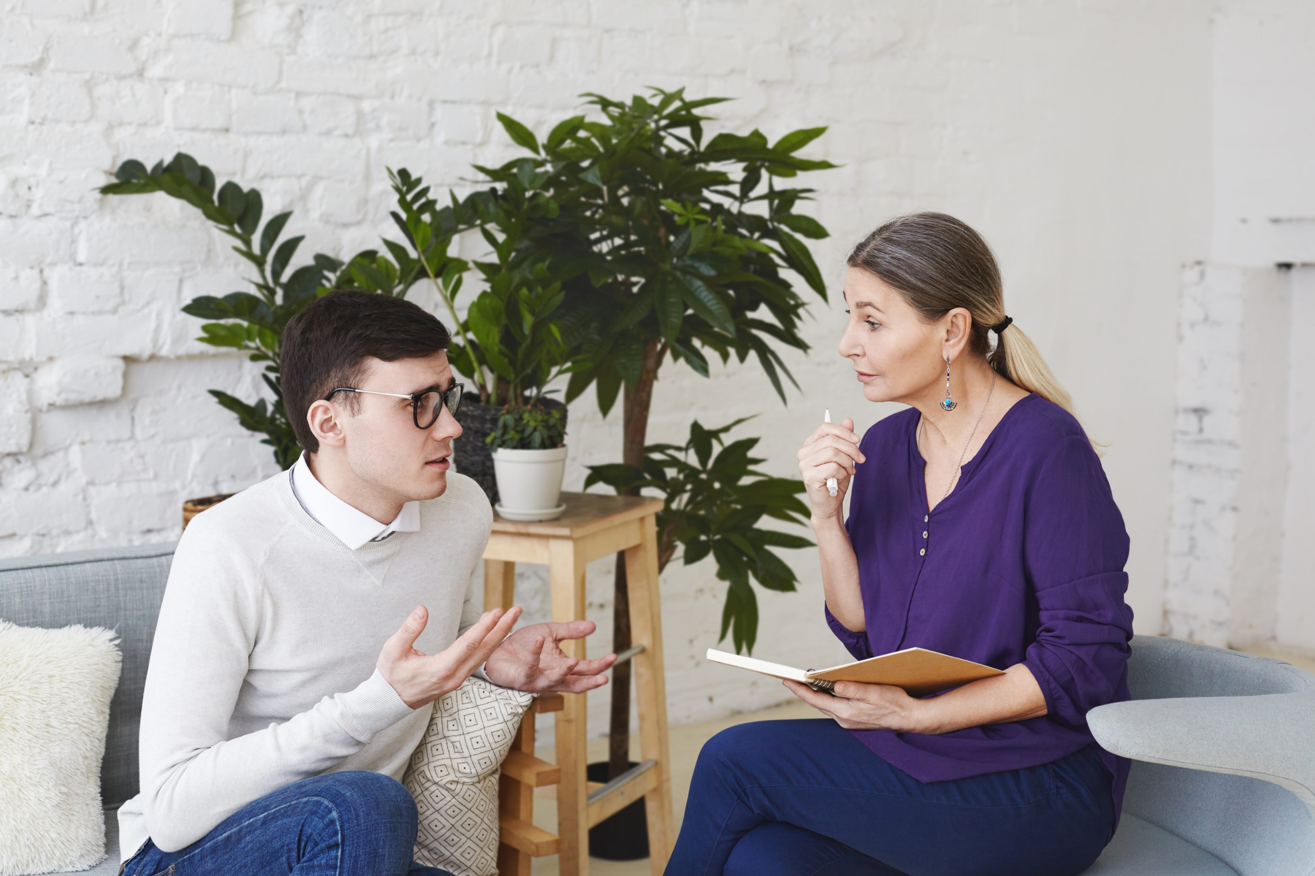 A man attending a counselling session